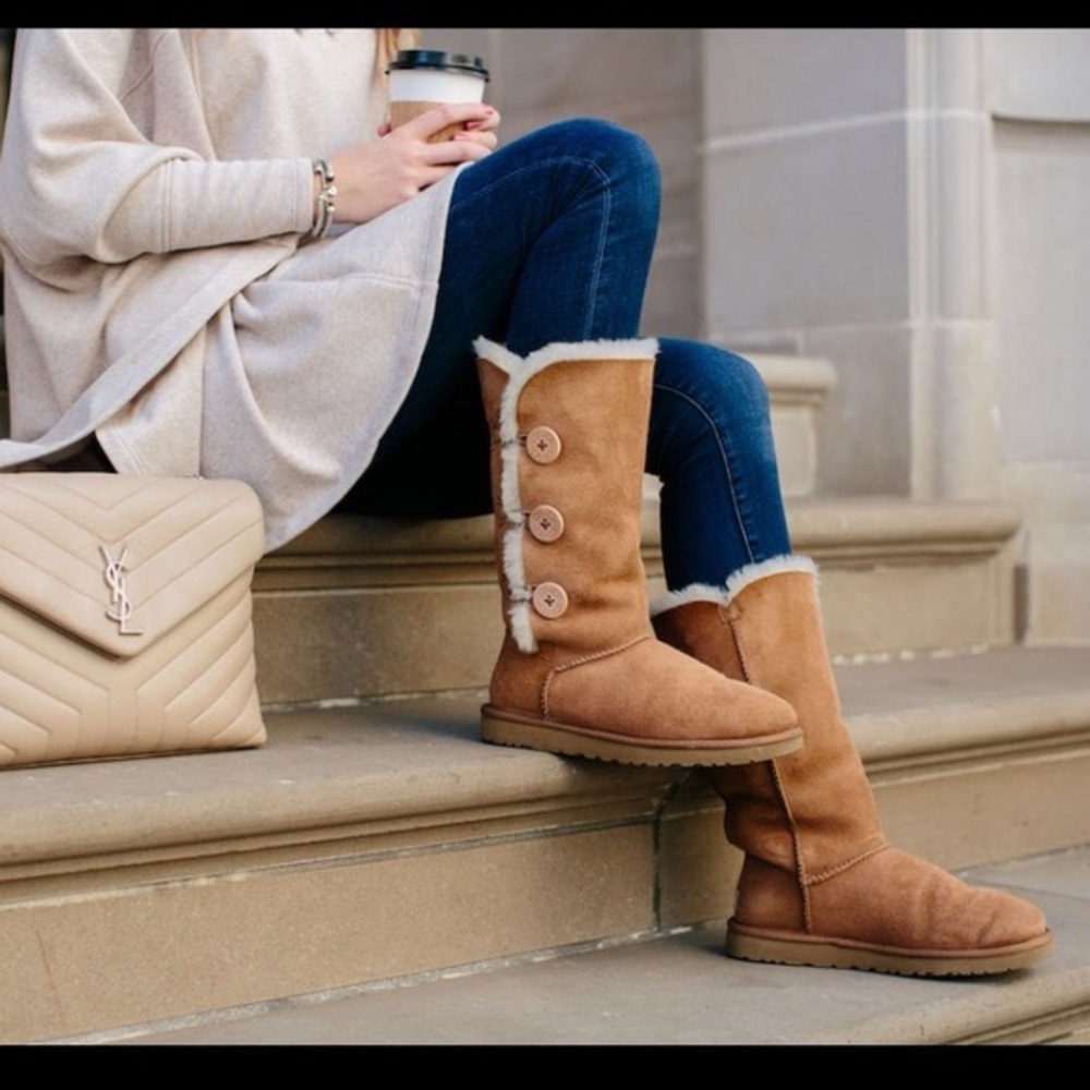UGG Brown Suede Bailey Three Button Accent Booties | Women's Size 6 - Picture 5 of 12